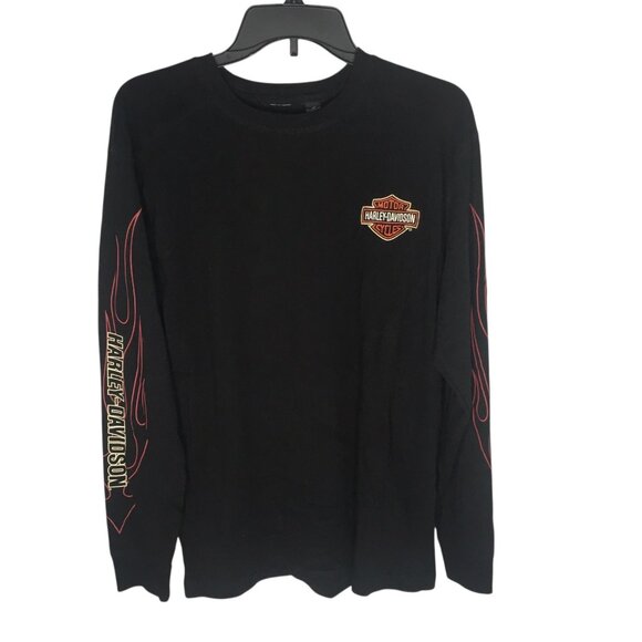 Harley-Davidson Shirt Mens Medium Long Sleeve Flames Bar & Shield 99042-09VM - Picture 3 of 14